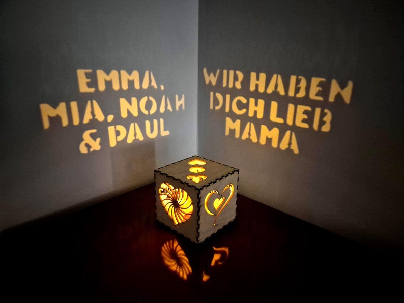 Personalisierte Lichtbox für Mama | Weihnachtsgeschenk von Kindern, individuelle Namensnachtlampe, Geschenkidee zum Muttertag