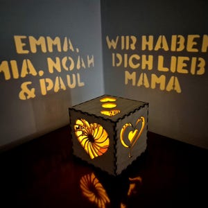 Personalisierte Lichtbox für Mama | Weihnachtsgeschenk von Kindern, individuelle Namensnachtlampe, Geschenkidee zum Muttertag