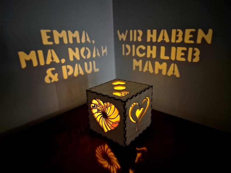Personalisierte Lichtbox für Mama | Weihnachtsgeschenk von Kindern, individuelle Namensnachtlampe, Geschenkidee zum Muttertag