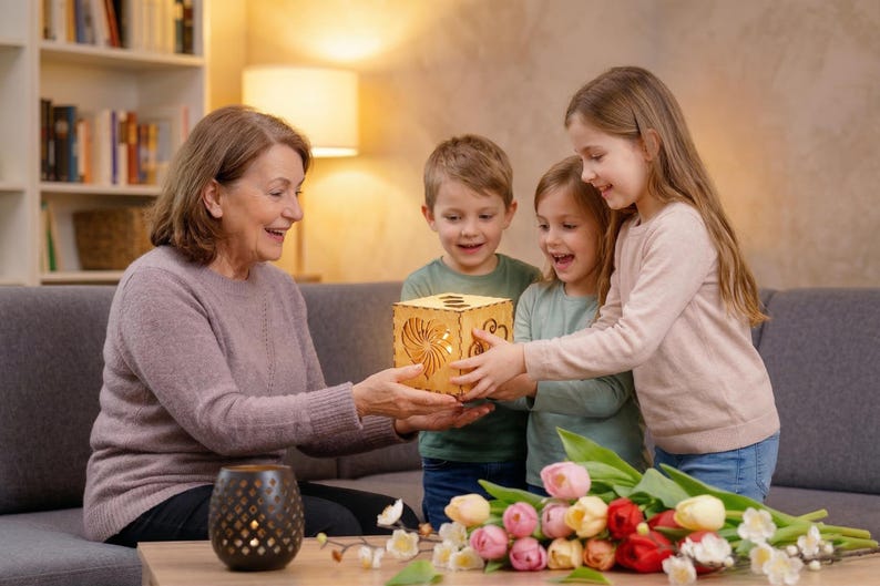 Personalisiertes Muttertag Geschenk für Oma / Nachtlicht Leuchtbox mit Namen, Geschenkidee Großmutter von Enkelkindern imagen 8