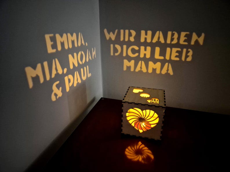 Personalisierte Lichtbox für Mama | Weihnachtsgeschenk von Kindern, individuelle Namensnachtlampe, Geschenkidee zum Muttertag
