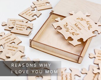 Personalized Wooden Puzzle, 12 Reasons I Love You Mom, Mothers Day Gift