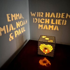 Personalisierte Lichtbox für Mama | Weihnachtsgeschenk von Kindern, individuelle Namensnachtlampe, Geschenkidee zum Muttertag