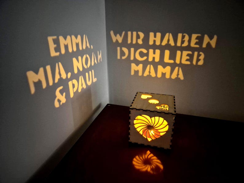 Personalisierte Lichtbox für Mama | Weihnachtsgeschenk von Kindern, individuelle Namensnachtlampe, Geschenkidee zum Muttertag