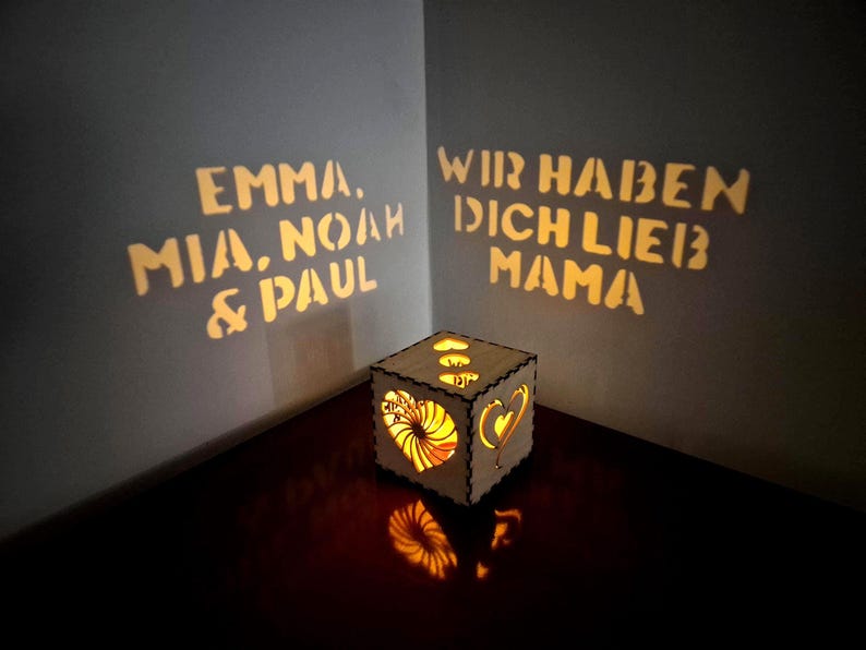 Personalisierte Lichtbox für Mama | Weihnachtsgeschenk von Kindern, individuelle Namensnachtlampe, Geschenkidee zum Muttertag