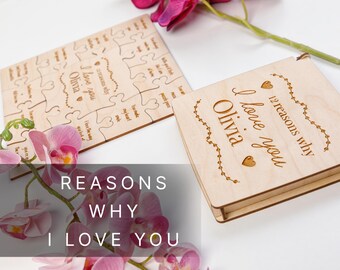 Reasons Why I Love You Puzzle, Personalized Romantic Anniversary Gift