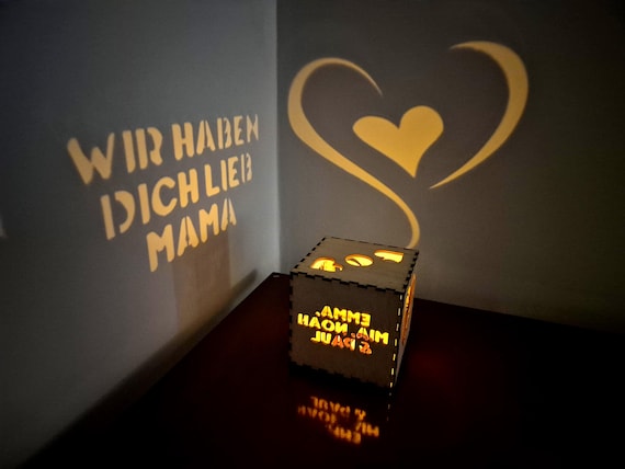 Personalisierte Lichtbox für Mama | Weihnachtsgeschenk von Kindern, individuelle Namensnachtlampe, Geschenkidee zum Muttertag