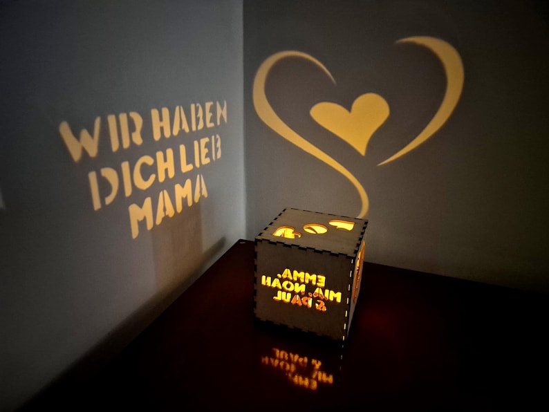 Personalisierte Lichtbox für Mama | Weihnachtsgeschenk von Kindern, individuelle Namensnachtlampe, Geschenkidee zum Muttertag