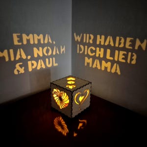 Personalisierte Lichtbox für Mama | Weihnachtsgeschenk von Kindern, individuelle Namensnachtlampe, Geschenkidee zum Muttertag