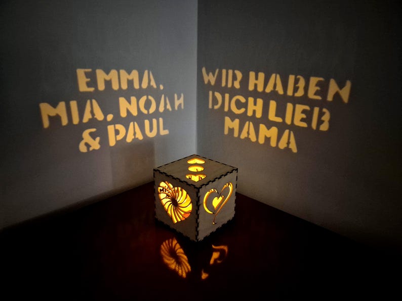 Personalisierte Lichtbox für Mama | Weihnachtsgeschenk von Kindern, individuelle Namensnachtlampe, Geschenkidee zum Muttertag
