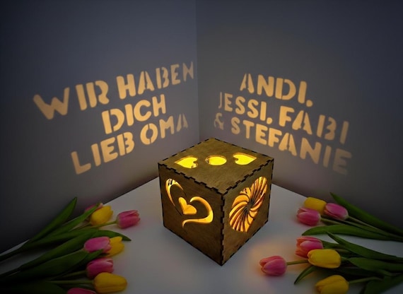 Personalisiertes Muttertag Geschenk für Oma | Nachtlicht Leuchtbox mit Namen, Geschenkidee Großmutter von Enkelkindern