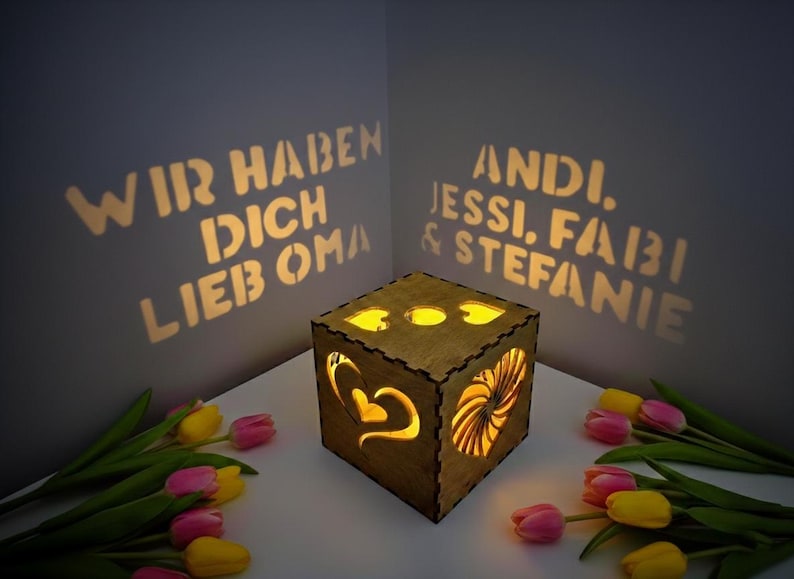 Personalisiertes Muttertag Geschenk für Oma | Nachtlicht Leuchtbox mit Namen, Geschenkidee Großmutter von Enkelkindern