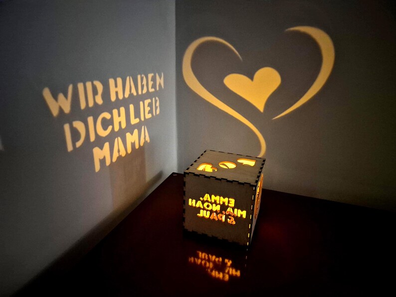 Personalisierte Lichtbox für Mama | Weihnachtsgeschenk von Kindern, individuelle Namensnachtlampe, Geschenkidee zum Muttertag