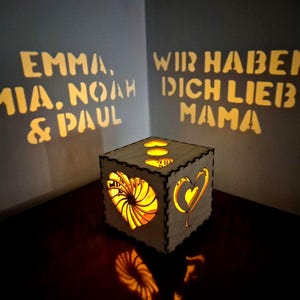 Personalisierte Lichtbox für Mama | Weihnachtsgeschenk von Kindern, individuelle Namensnachtlampe, Geschenkidee zum Muttertag