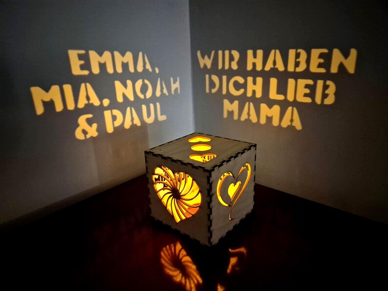 Personalisierte Lichtbox für Mama | Weihnachtsgeschenk von Kindern, individuelle Namensnachtlampe, Geschenkidee zum Muttertag
