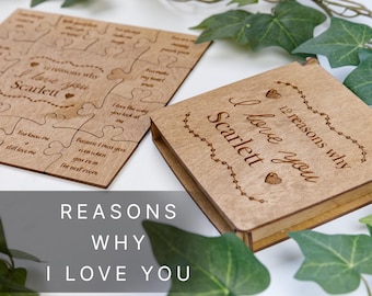 5th Anniversary Gift for Her, 5th Wedding Anniversary Gift for Wife, 5 Year Anniversary Wooden Gifts, Reasons Why I Love You Puzzle