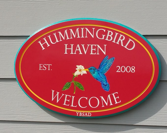 Hummingbird Welcome Sign Cottage Name Sign
