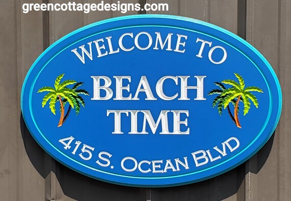 Vacation Rental House Beach Sign Coastal Address Tropical - Etsy
