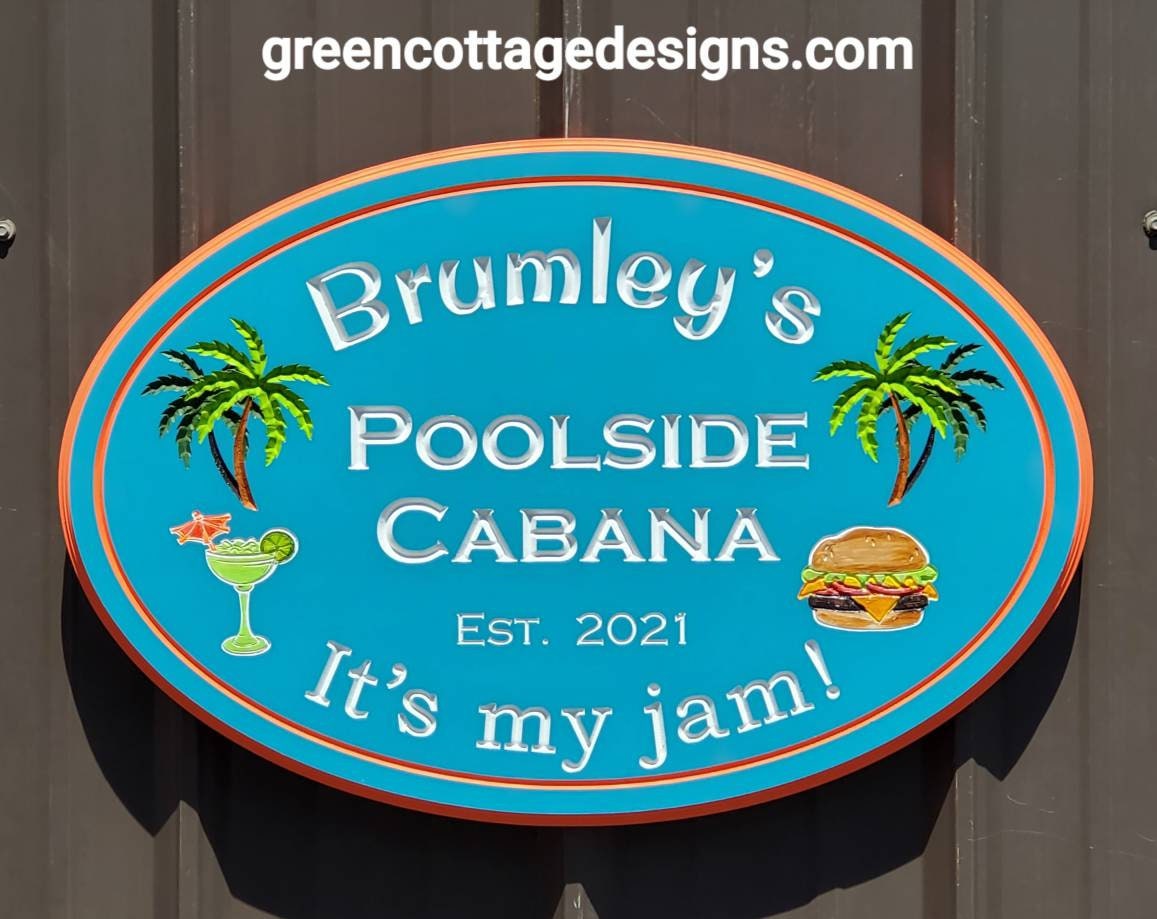 Personalized Poolside Cabana Signs Outdoor Kitchen Tropical Etsy