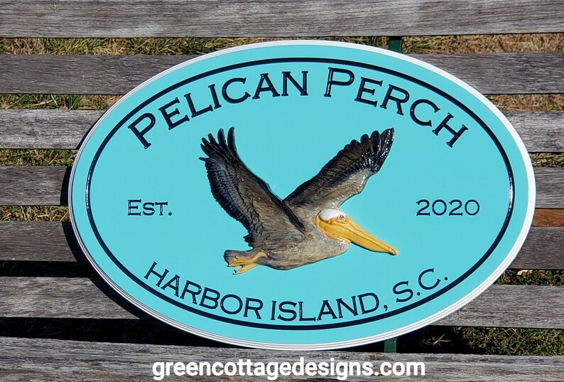 Large Beach House Name Signs Pelican Address Sign Etsy