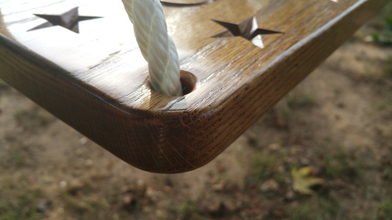 Custom Engraved Wood Tree Swing Solid Oak Personalized