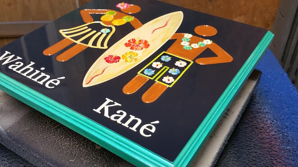 Outdoor/indoor Unisex Tropical Beach Pool House Bathroom Sign Etsy