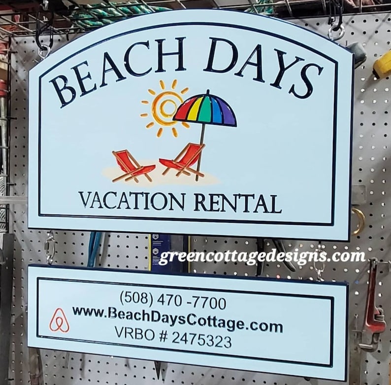 Custom Outdoor Vrbo Airbnb Signs Hanging Vacation Rental Name image 1