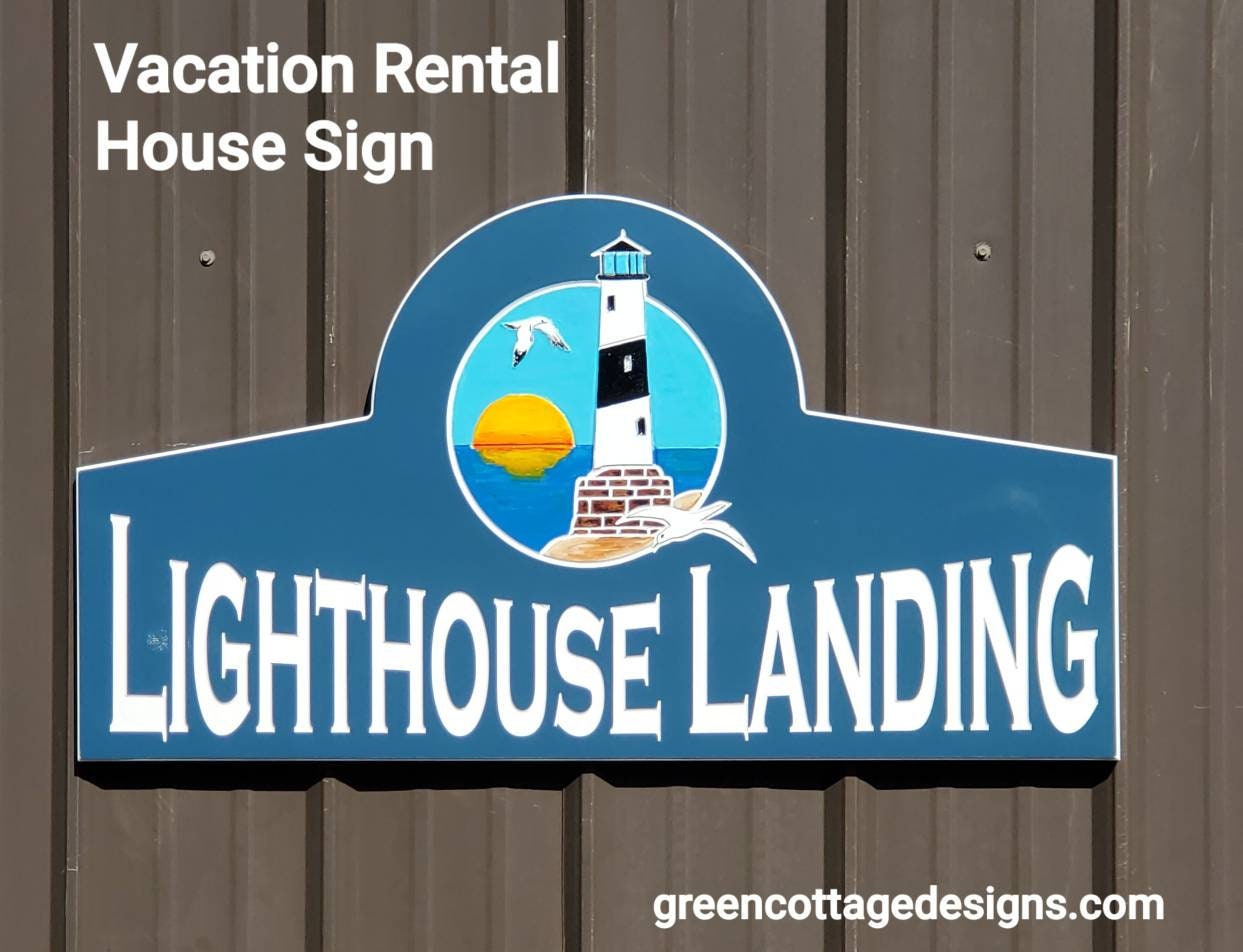 Large Coastal Beach House Name Signs Nautical Lighthouse | Etsy