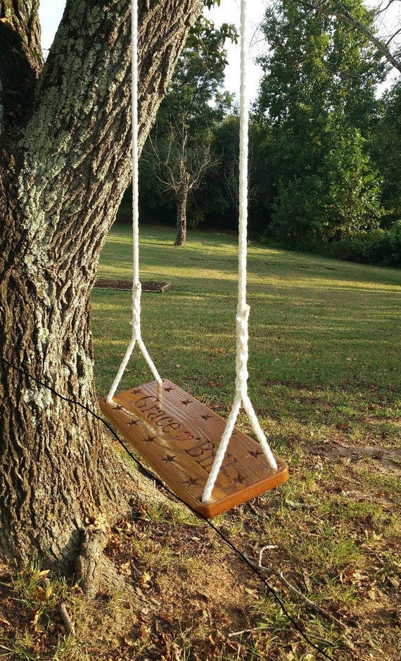 Engraved Wooden Tree Swing