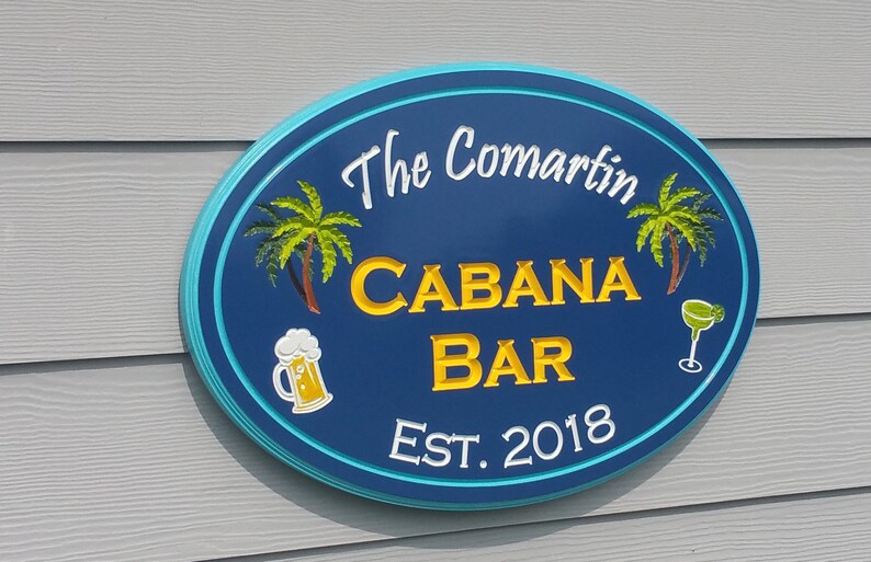 Poolside Cabana Bar Signs Family Name Pool Sign Etsy