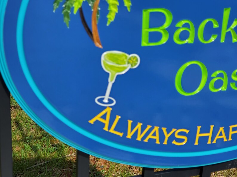 Custom Signs Personalized Happy Hour Tropical Oasis Bar Sign Etsy