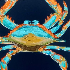 Chesapeake Bay Crab Sign Hand Painted Beach Coral Turquoise image 3