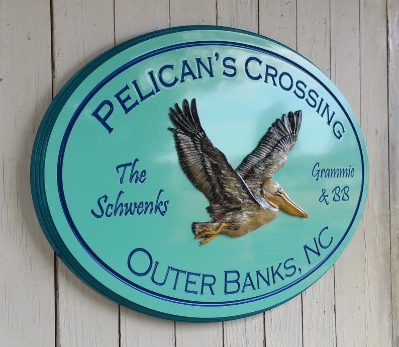 Pelican Cottage Beach House Name Sign Custom Coastal Outdoor Etsy