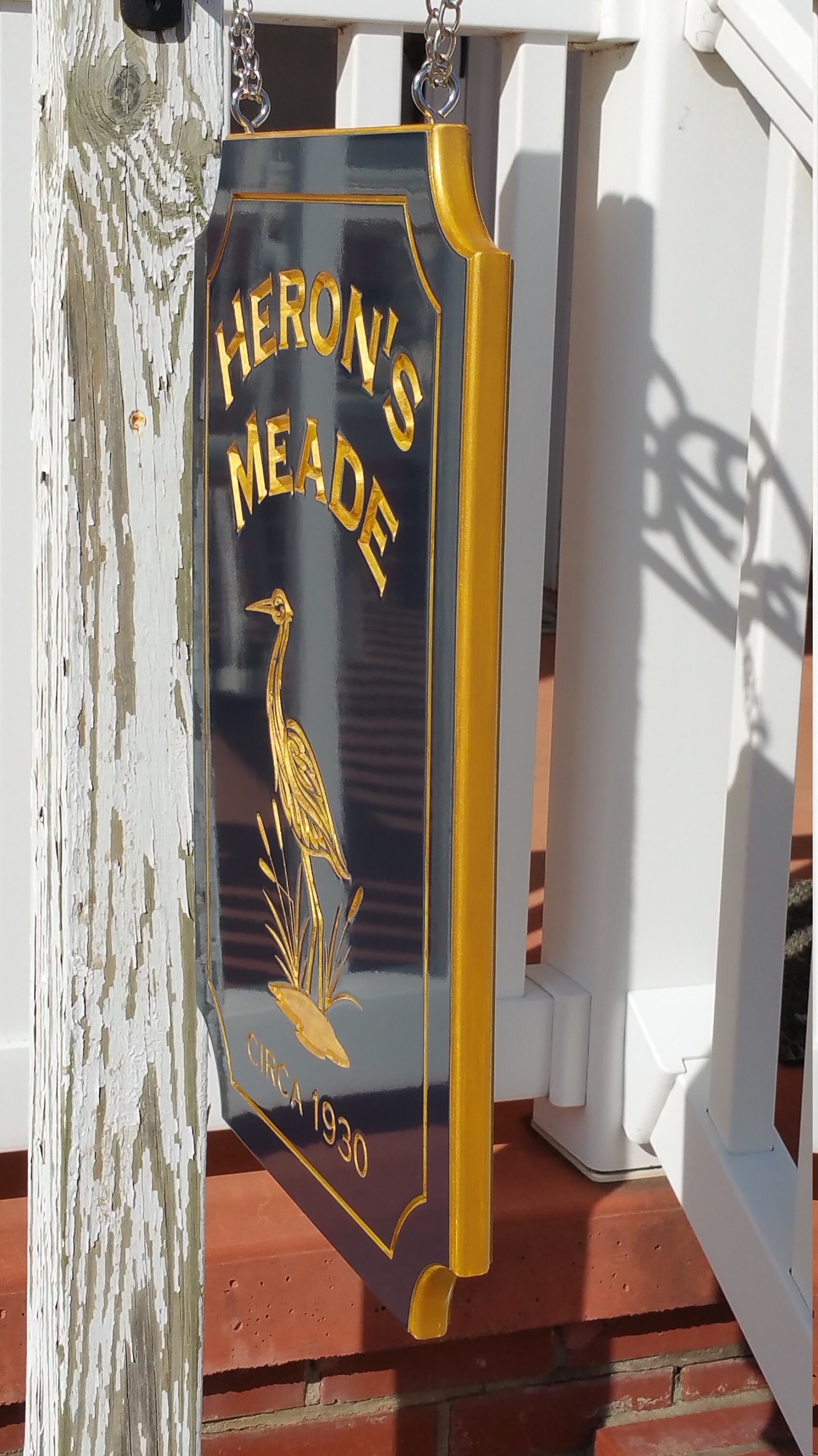 PVC Hanging Lamp Post SignsCoastal Heron Cottage Family Name Etsy