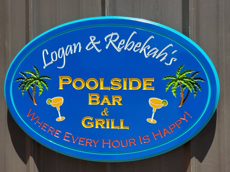 Personalized Poolside Bar & Grill Sign Outdoor Pool Signs Etsy
