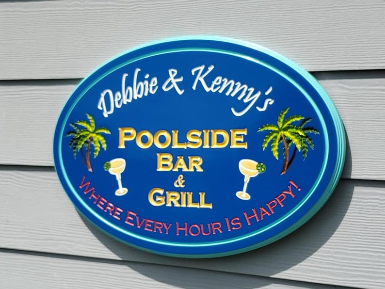 Personalized Poolside Bar & Grill Sign Outdoor Pool Signs Etsy