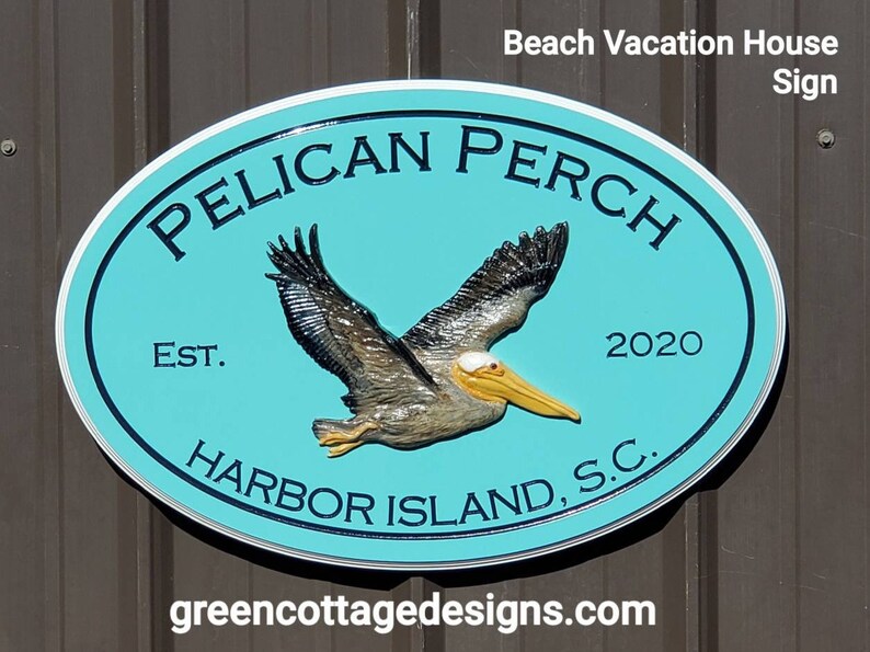 Large Beach House Name Signs Pelican Address Sign Etsy
