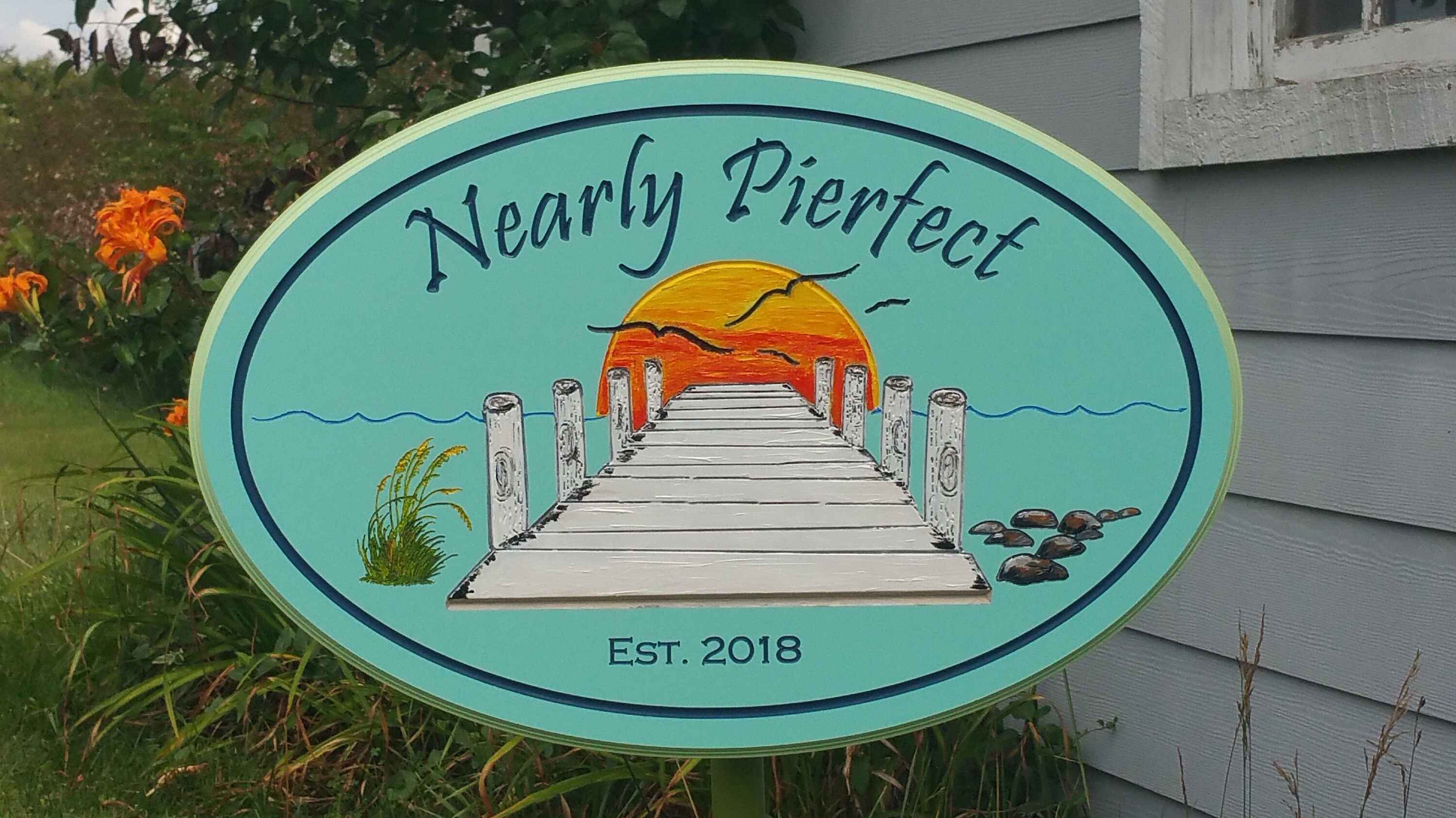 PVC Outdoor Beach House Name Sign Coastal Cottage Sunset Sign Etsy