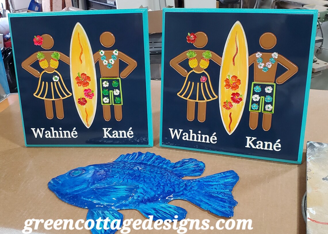 Outdoor/indoor Unisex Tropical Beach Pool House Bathroom Sign Etsy