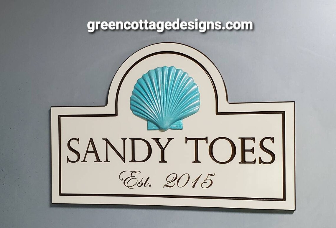 Beach House Name Sign Coastal Seashell Signs Etsy
