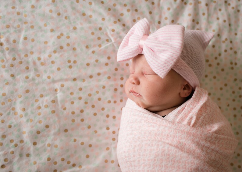 NEWBORN HAT baby girl newborn hat with bow newborn baby girl | Etsy