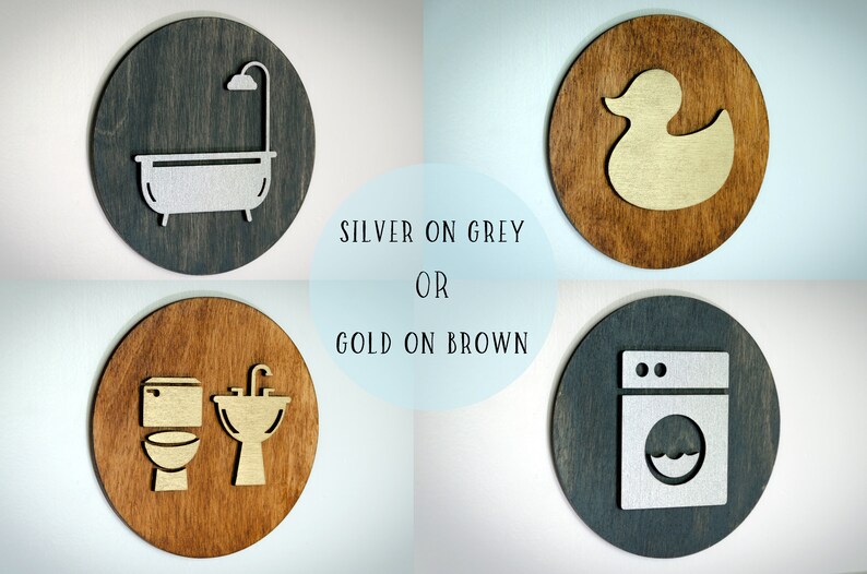 Wood Bathroom Door Sign Bathroom Sign Door Sign Etsy