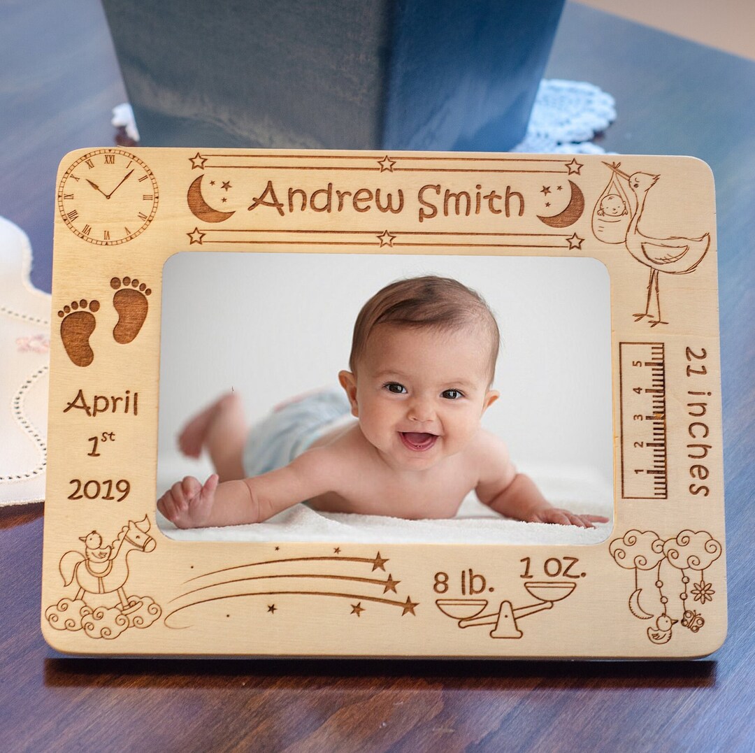 Personalized Baby Photo Frame 4x6: Laser Engraved Wood - Etsy