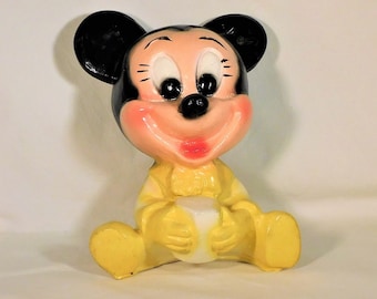 1950s Plaster Craft Mickey Mouse Bank Home Decor