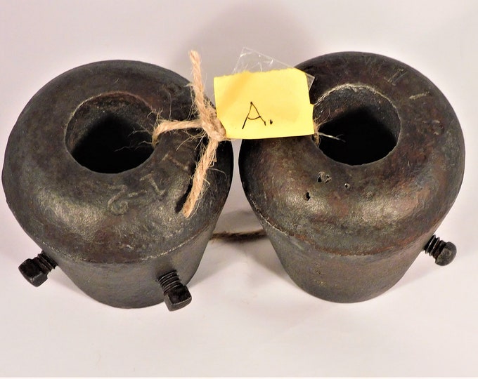 Pair Cattle Horn Weights Cast Iron Set A Western Americana Etsy