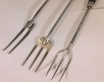 Group of Three Different Vintage Forks Heavy Duty