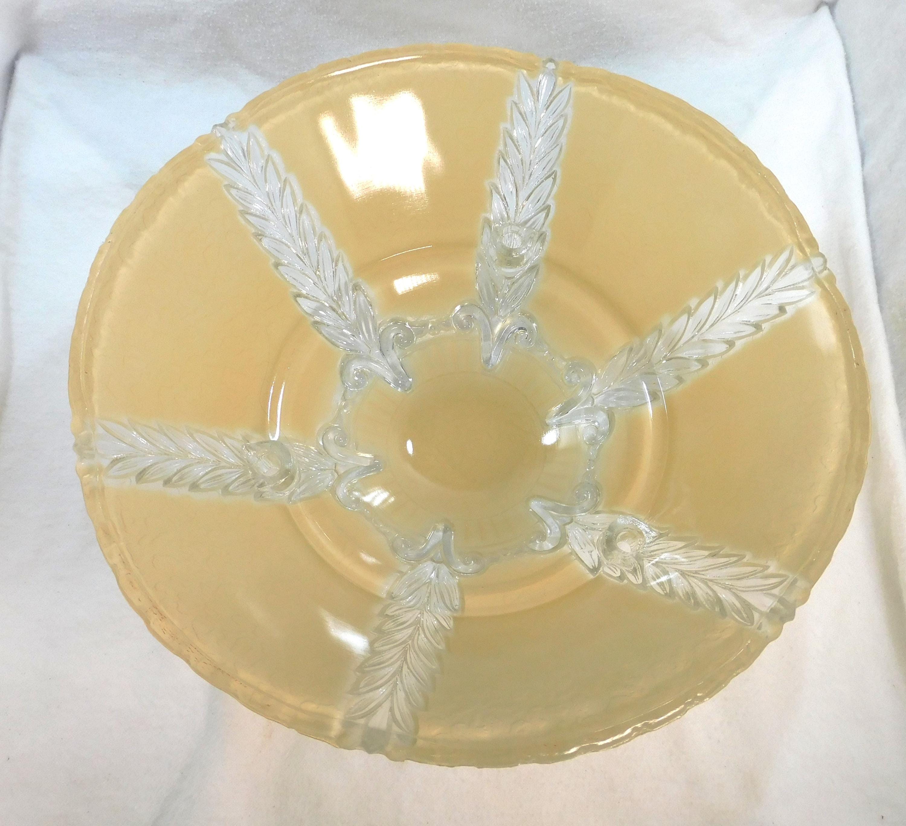 Vintage Ceiling Light Shade Beige & Clear Glass Deep Dome Shaped 1920'S ...
