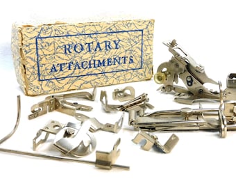 Vintage Box Rotary Sewing Machine Attachments Craft Supplies
