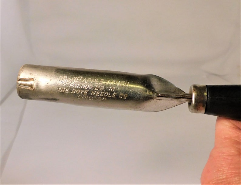 Antique Kitchen Gadgets Apple Corer & Knife Sharpener wood handles image 4