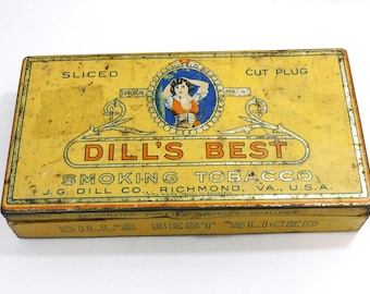 Dills Sliced Cut Plug Tobacco Tin For Collectors